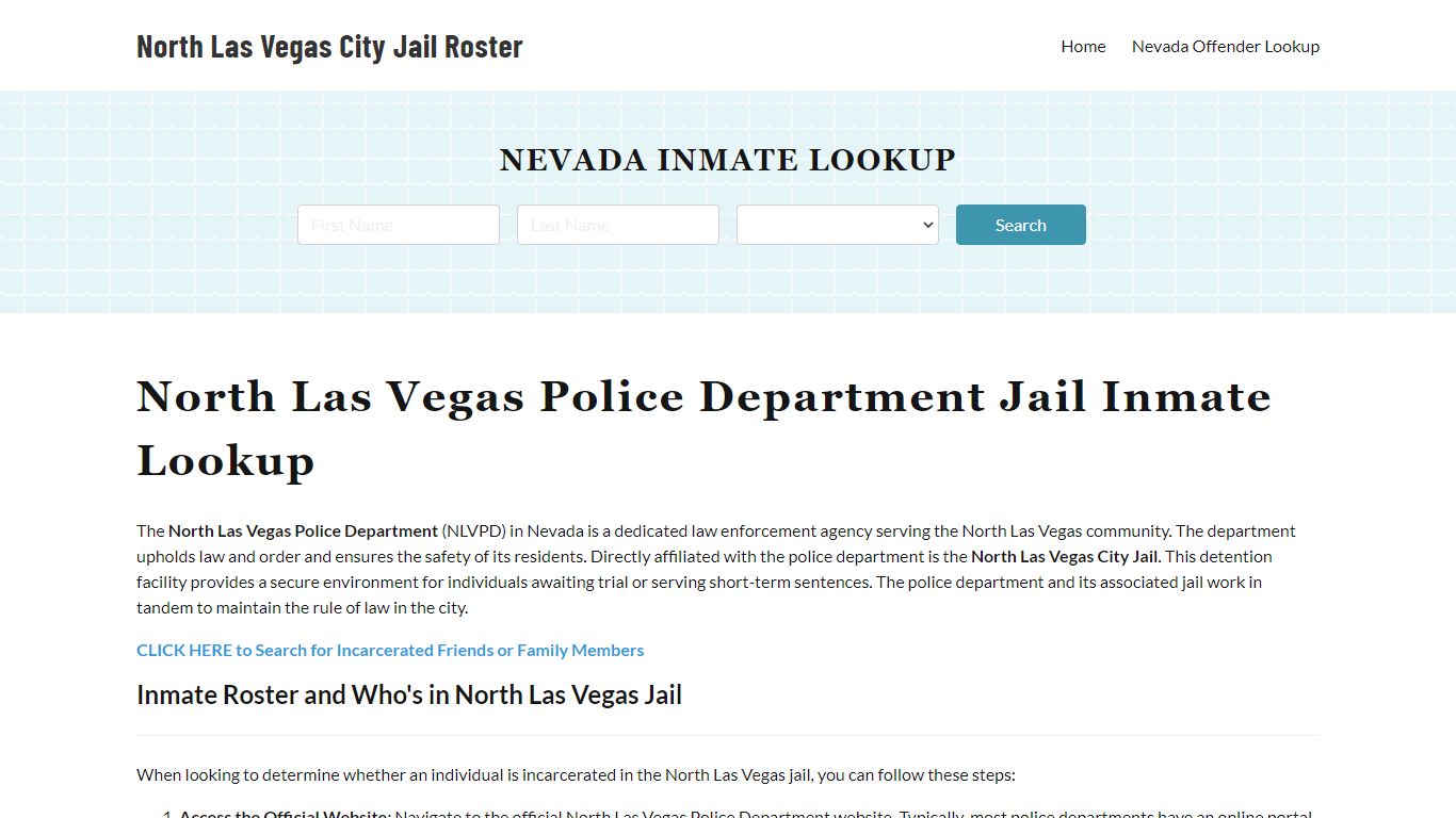 North Las Vegas Police Department & City Jail, NV Inmate Roster ...